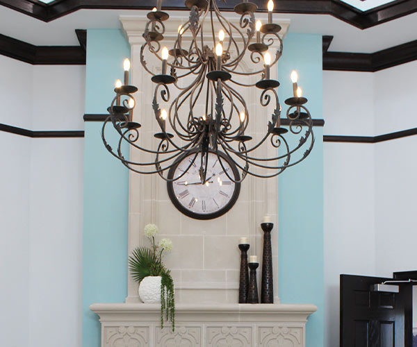 Positano Place at Naples Fireplace and Chandelier